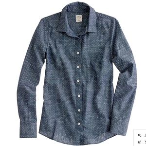 J Crew Perfect shirt in chambray polka dot sz 2
